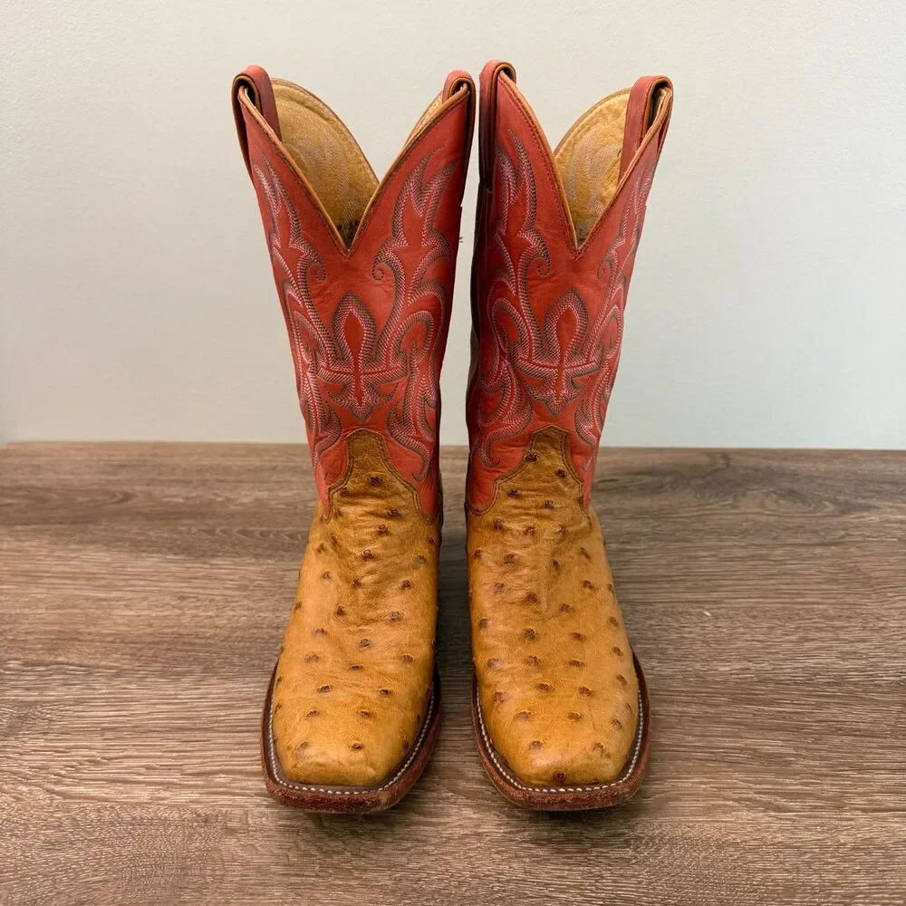 Justin L2697 Full Quill Ostrich Cowboy Boots Pink Pepper 6.5B Made USA